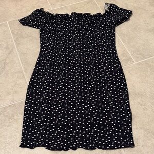 SHEIN Navy Dress with White Hearts
